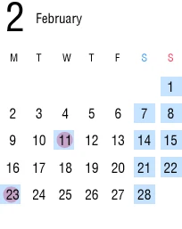 2月の運行カレンダー