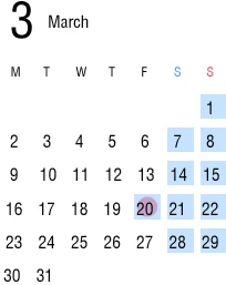 3月の運行カレンダー