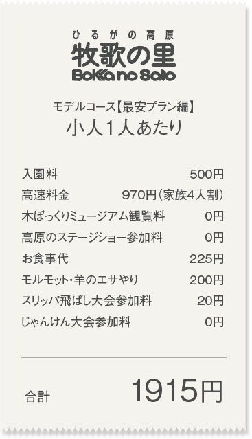 【最安プラン】小人1人あたり合計1915円